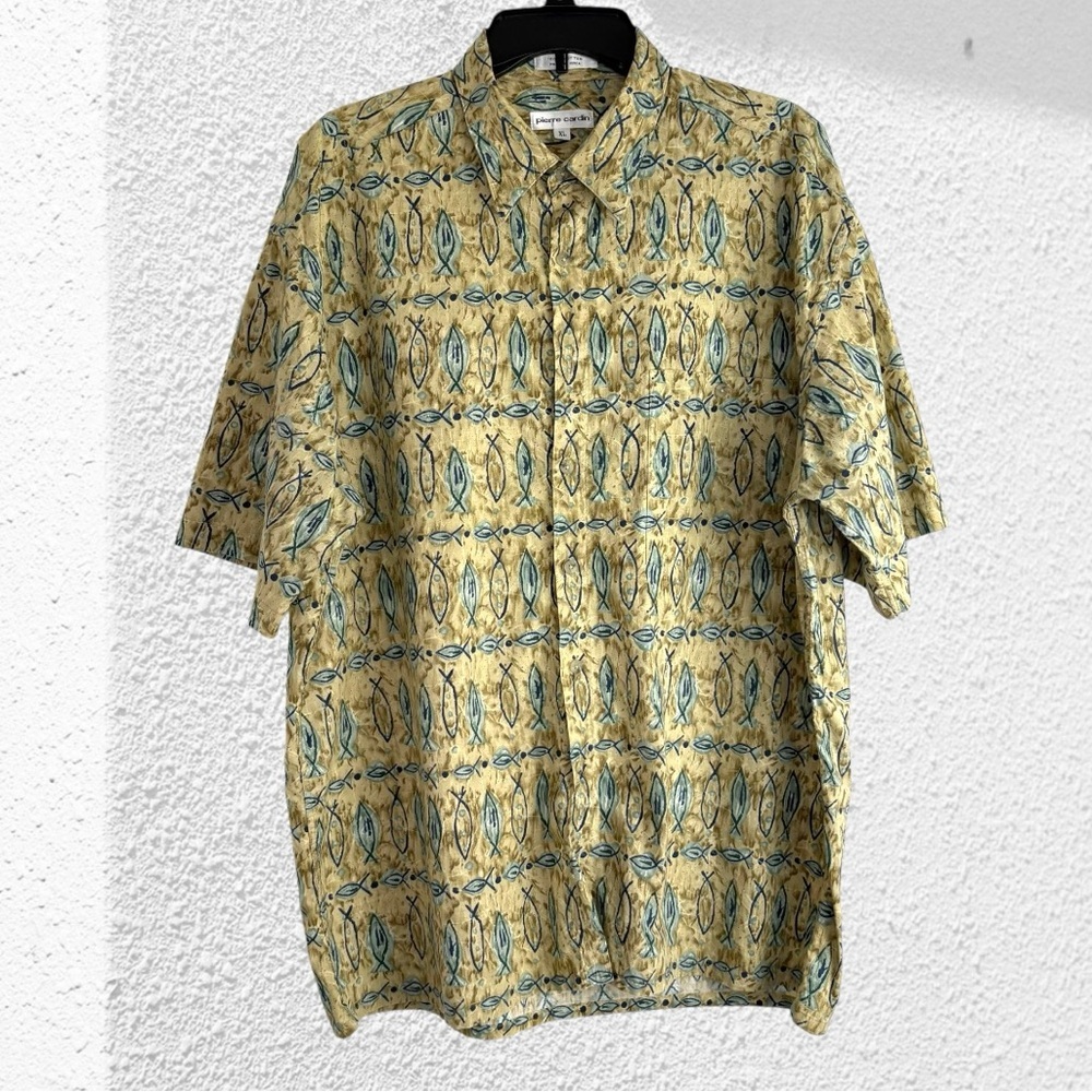 Vintage Pierre Cardin Men’s Shirt XL  100% Cotton Abstract Bohemian Menswear - Picture 6 of 8